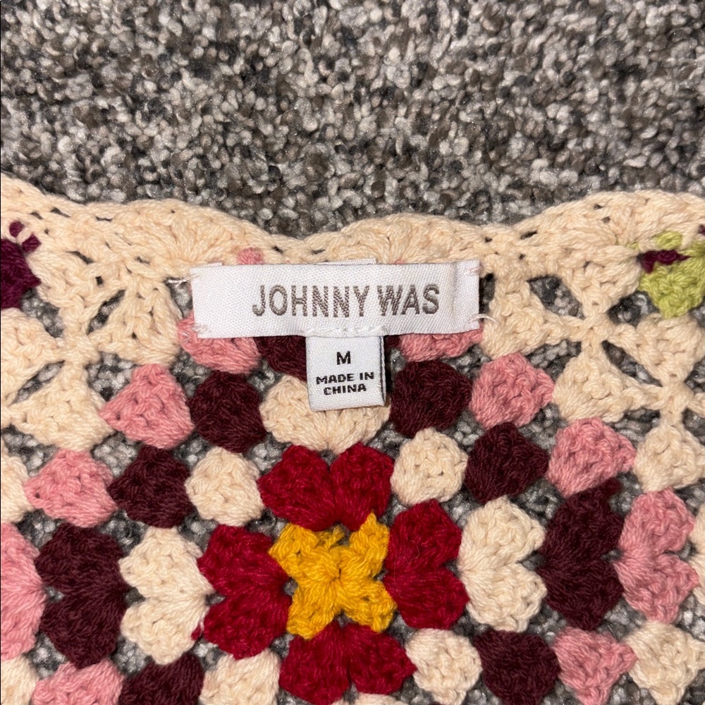 Johnny Was Granny Square Crochet Cardigan Sweater - Picture 3 of 7